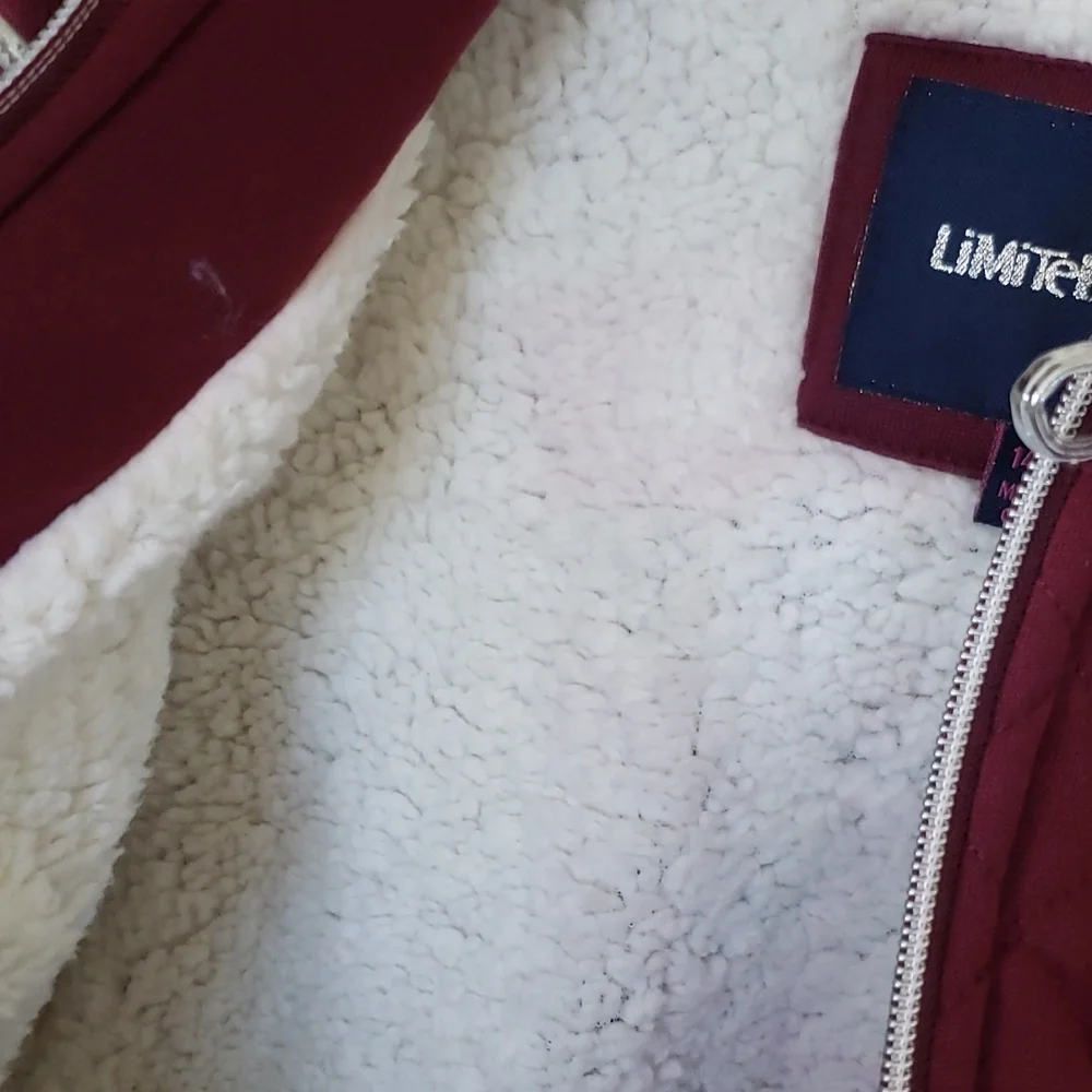 Limited Too burgundy faux fur hoodie jacket new 14/16